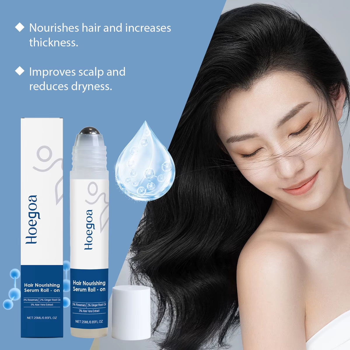 Rosemary Hair Nourishing Serum Roll-On Increase Hair Density Activate Hair Follicles Improve Scalp Health Hair Essence Care