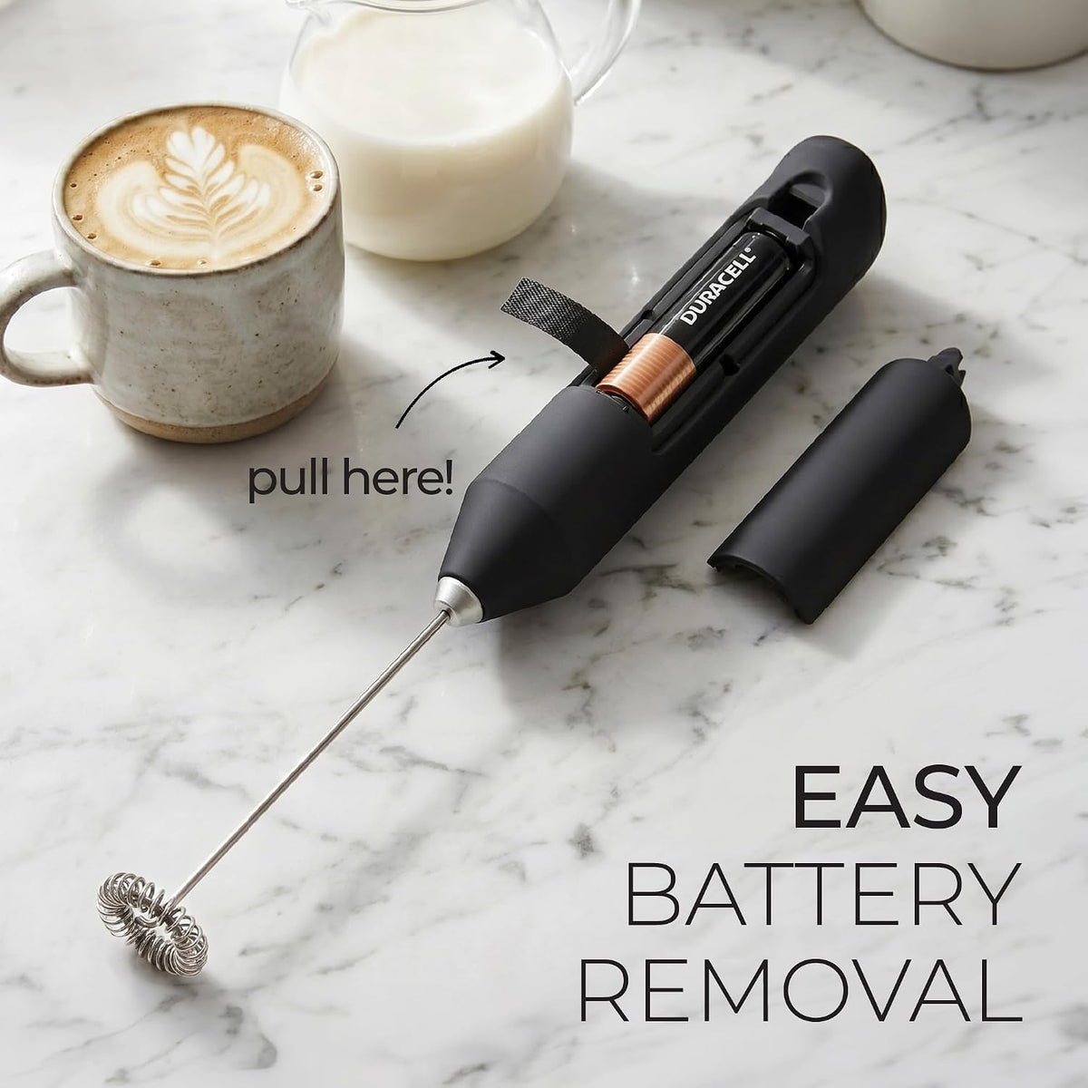 Milk Frother Handheld, Drink Mixer Wand, Stirrer - Black
